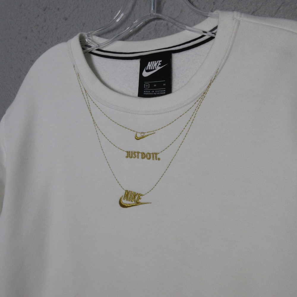 Nike Sweatshirt Medium Gold Chain Embroidery Streetwear Just Do It Swoosh Unisex